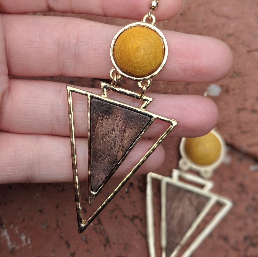 Beautiful Wood + Metal Earrings